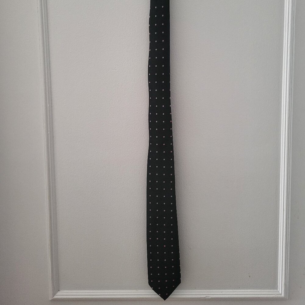 Prada Milano Black & Pink Polka Dot 100% Silk Tie